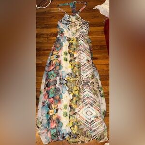 RHYME white multicolor floral sleeveless maxi dress Medium m  NWT